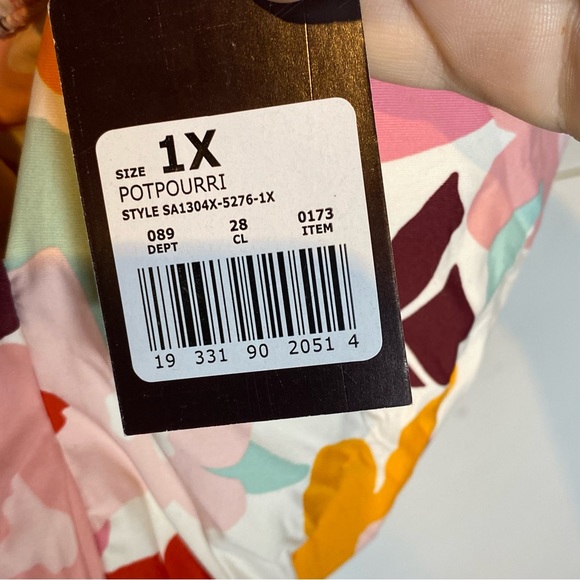 Target Sea Angel plus size one piece swimsuit front plunge 1X floral brights NWT - Picture 8 of 8